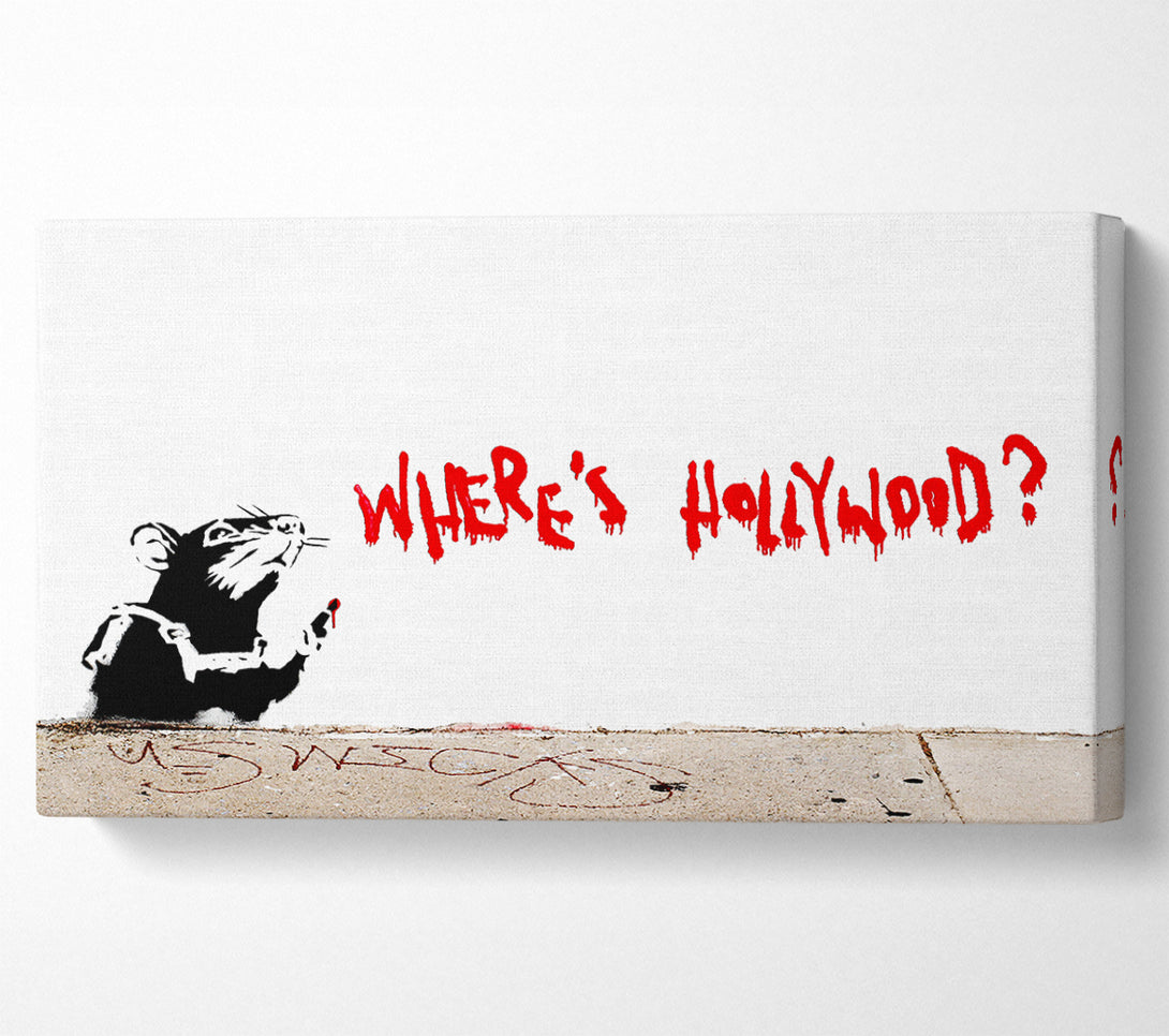  A Canvas Print of Banksy Rat Wheres Hollywood Canvas Art