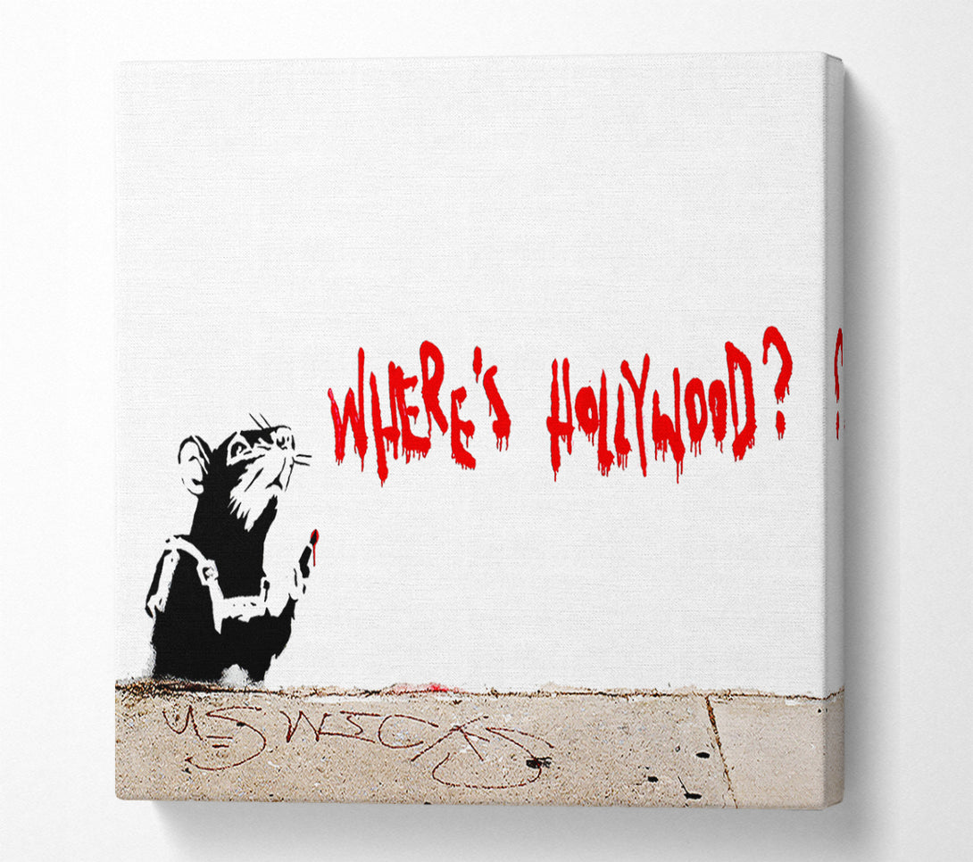  A Canvas Print of Banksy Rat Wheres Hollywood Canvas Art