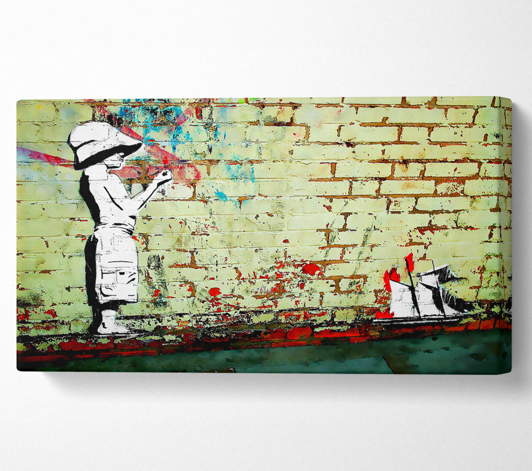  A Canvas Print of Banksy Sailboat Ablaze Canvas Print