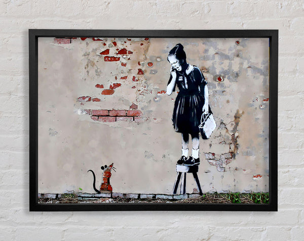 Banksy Scared Of The Mouse Framed Print