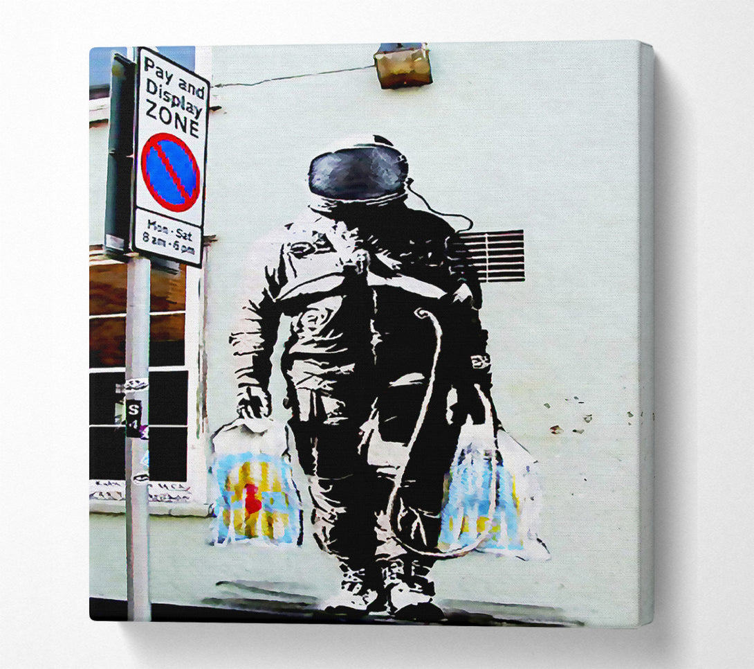  A Canvas Print of Banksy Shopping Bag Soldier Canvas Print