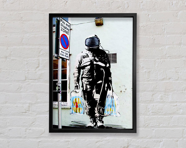 Banksy Shopping Bag Soldier Framed Print