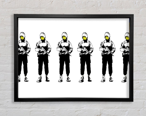 Banksy Smiley Face Line-Up Framed Print