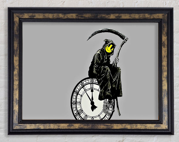 Smiley Face Reaper Times Up Framed Print