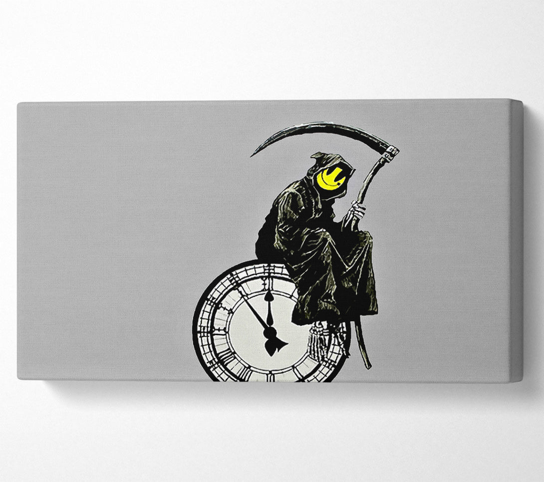  A Canvas Print of Banksy Smiley Face Reaper Times Up Canvas Print