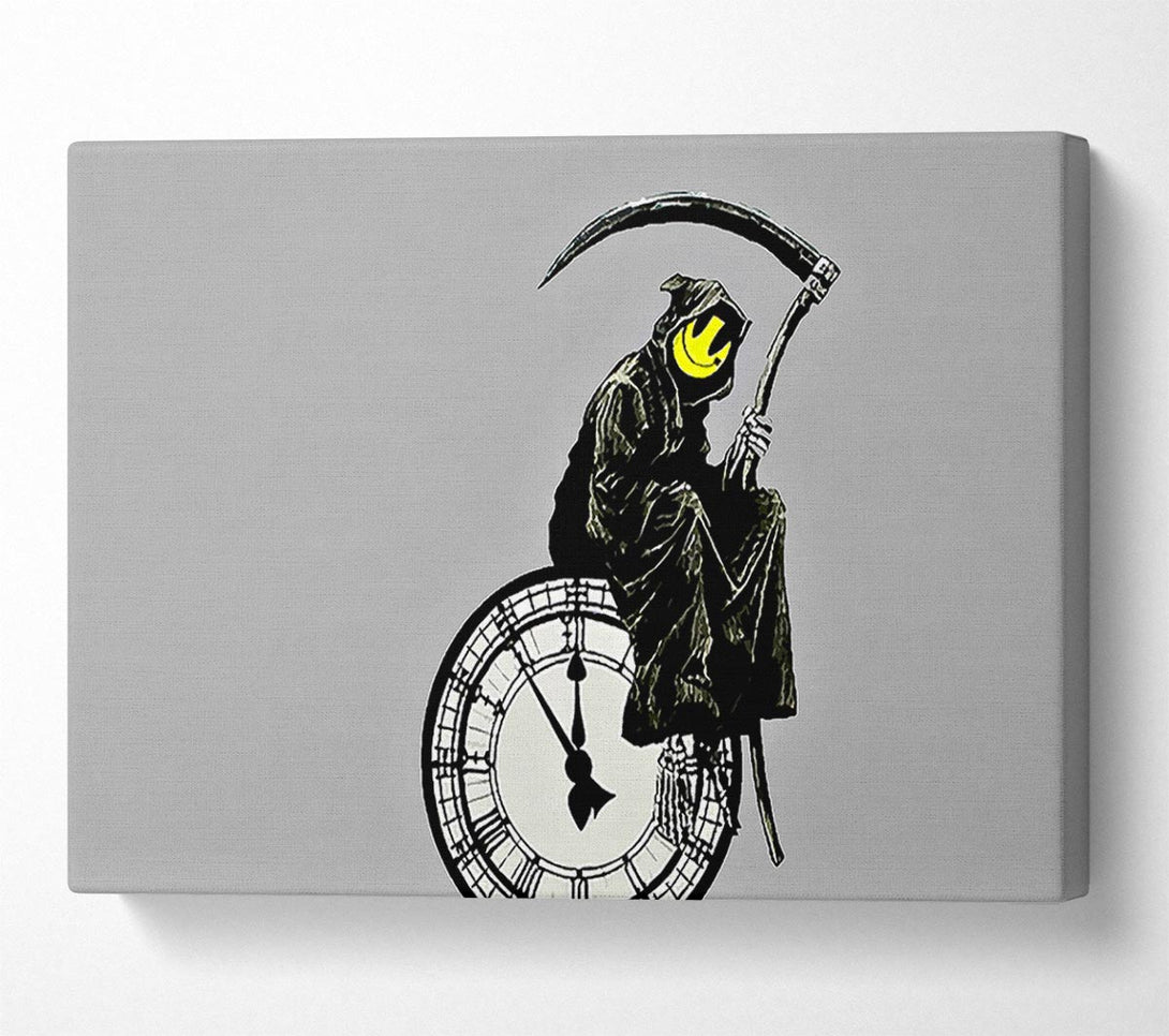  A Canvas Print of Banksy Smiley Face Reaper Times Up Canvas Print
