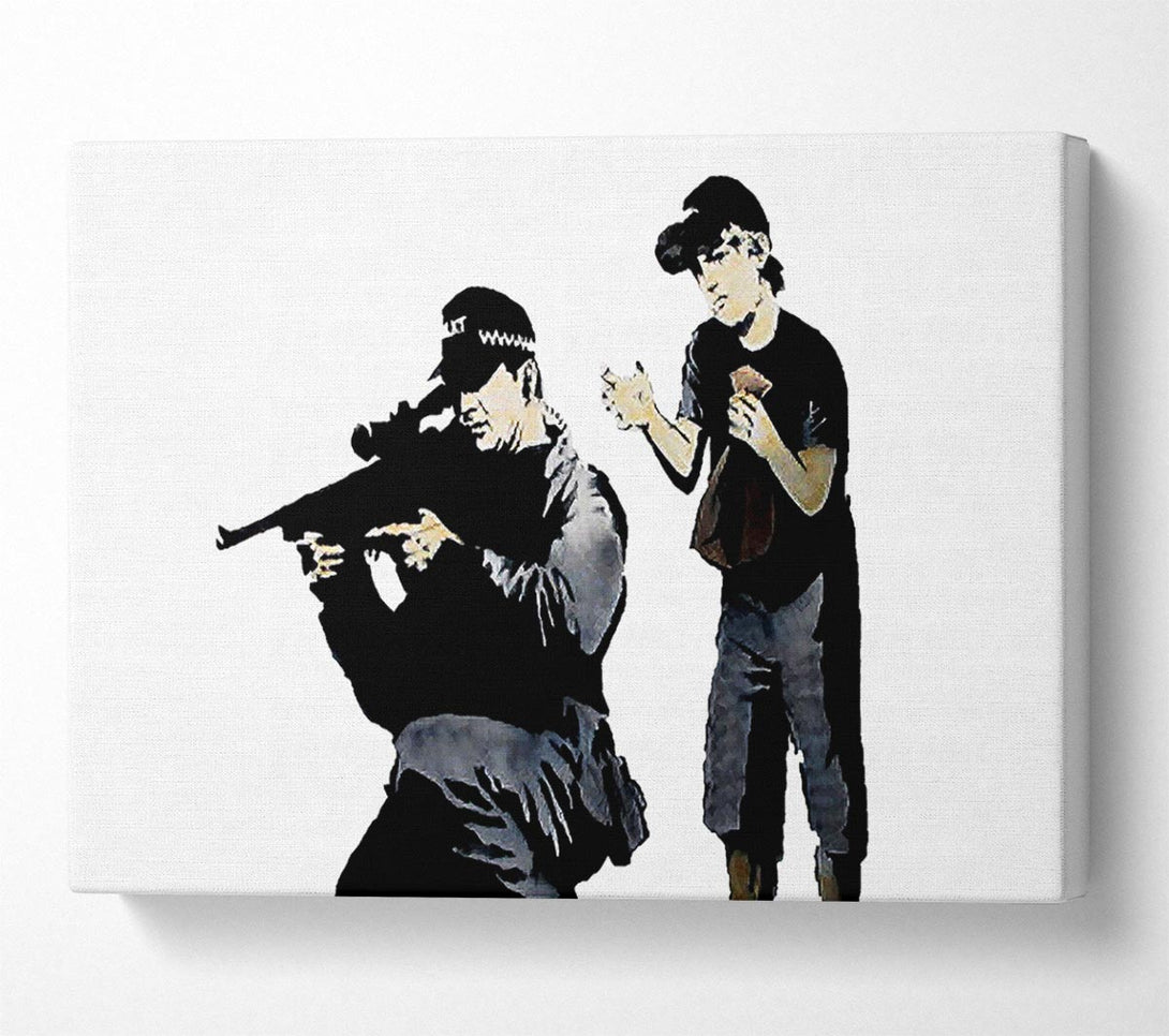  A Canvas Print of Banksy Sniper Boy White Canvas Wall Art