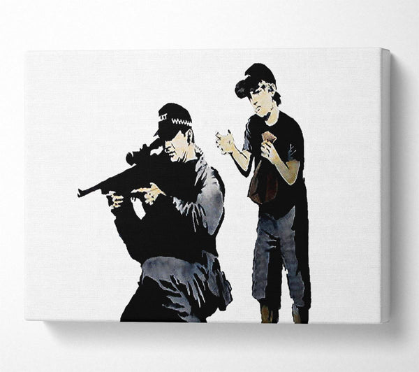  A Canvas Print of Banksy Sniper Boy White Canvas Wall Art