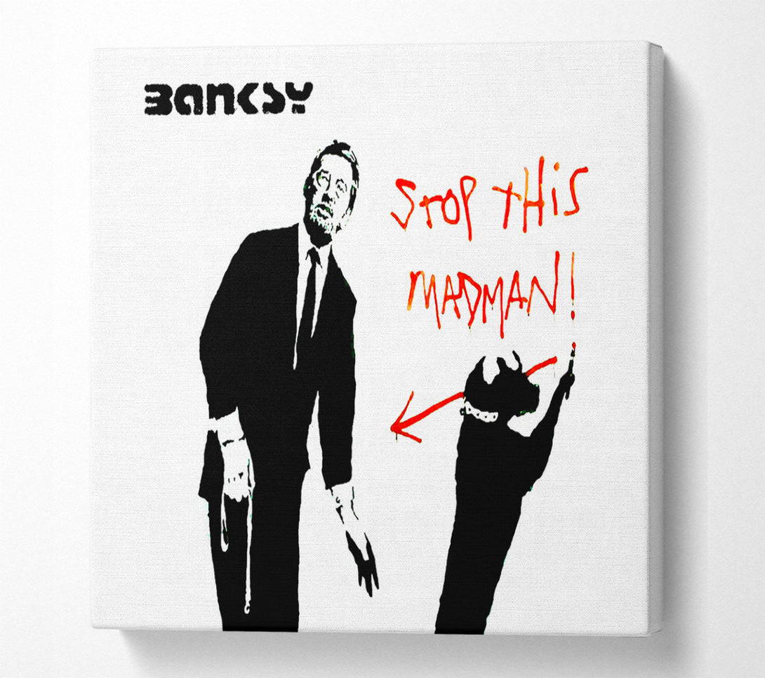  A Canvas Print of Banksy Stop This Madman Canvas Print