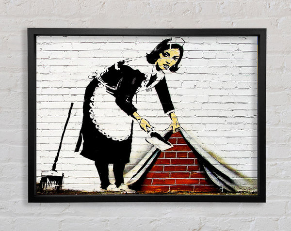 Banksy Sweep It Under The Carpet Framed Print