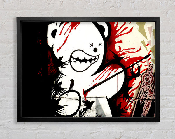 Banksy Teddy Bear Violence Framed Print