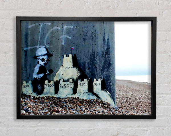 Banksy Tesco Sandcastle Framed Print