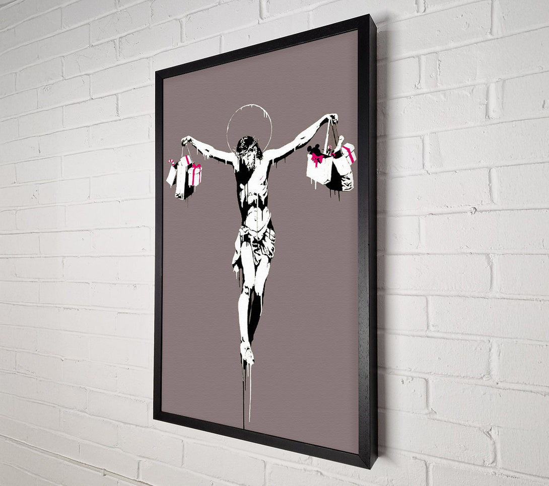  A Canvas Print of Banksy Thank Christ For Shopping (Portrait) Canvas Wall Art