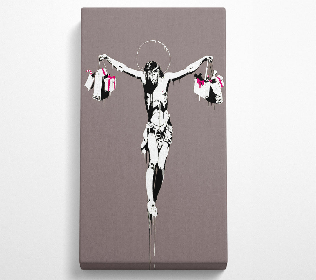  A Canvas Print of Banksy Thank Christ For Shopping (Portrait) Canvas Wall Art