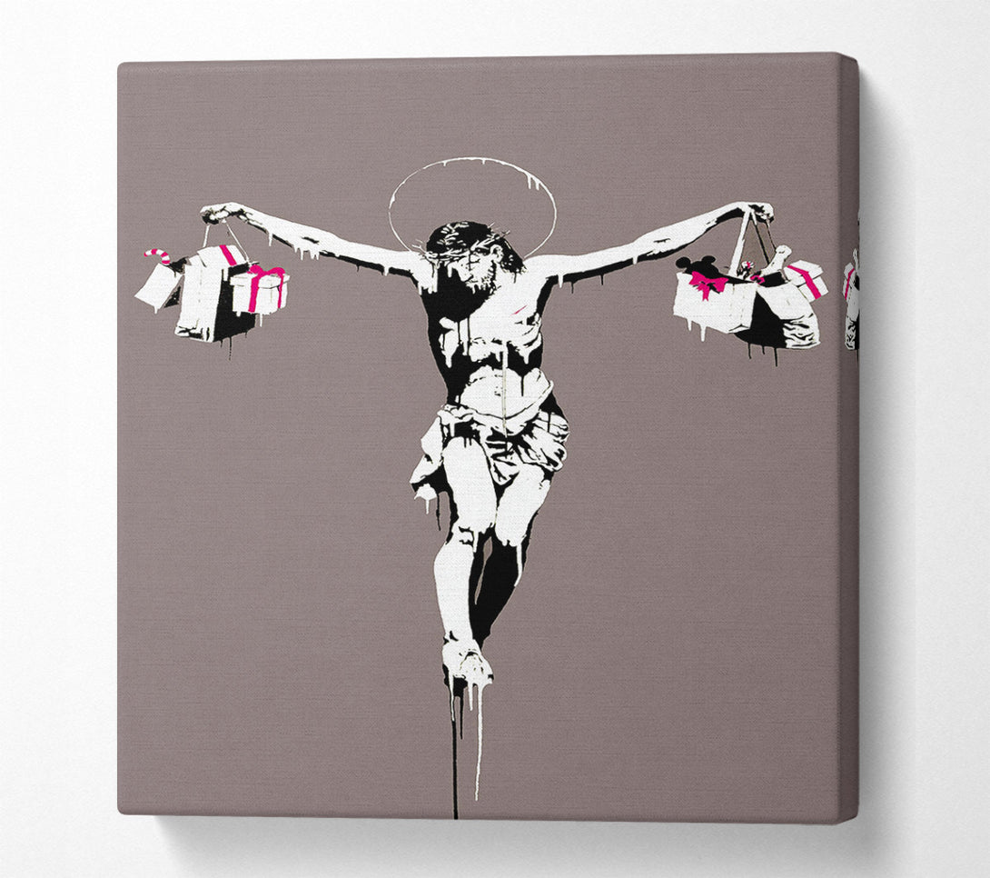  A Canvas Print of Banksy Thank Christ For Shopping (Portrait) Canvas Wall Art