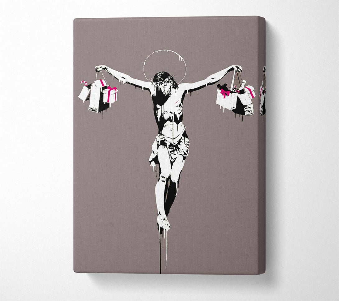  A Canvas Print of Banksy Thank Christ For Shopping (Portrait) Canvas Wall Art