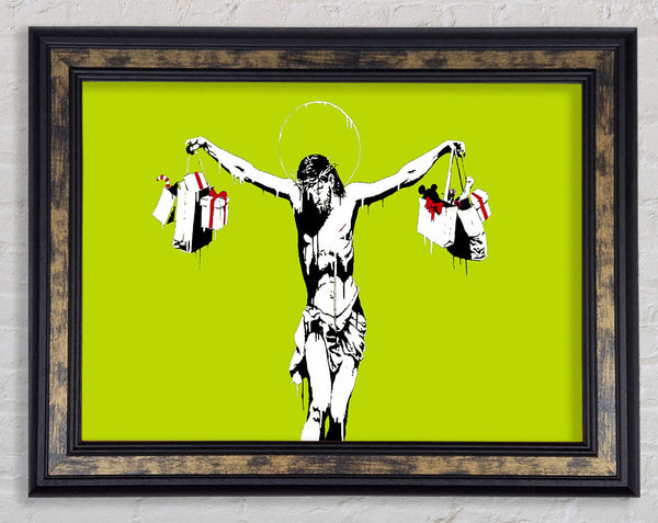Thank Christ For Shopping Lime Framed Print
