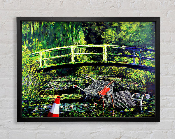Banksy Water Lillies Trash Framed Print