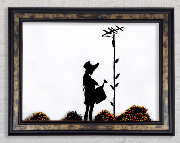 Watering Can Girl Framed Print