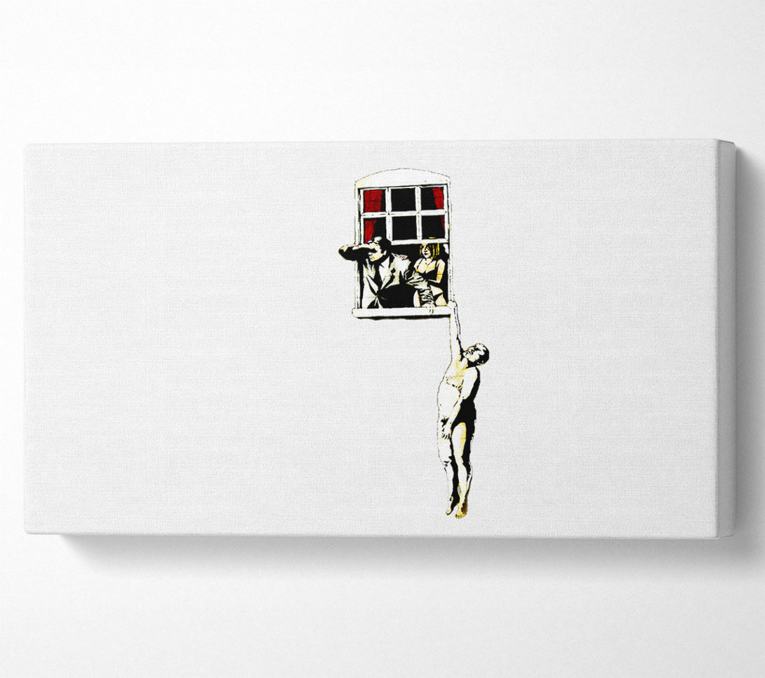  A Canvas Print of Banksy Window Lovers White Canvas Wall Art
