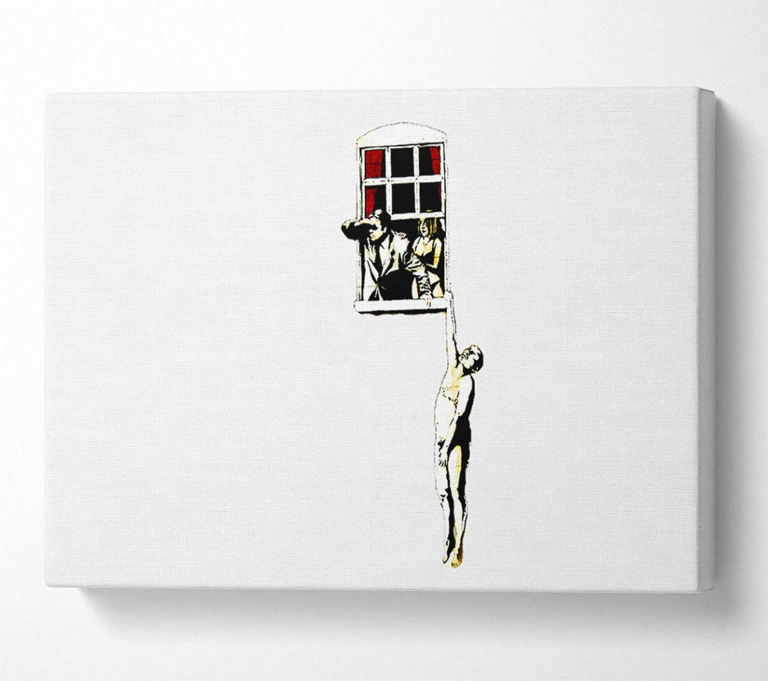  A Canvas Print of Banksy Window Lovers White Canvas Wall Art