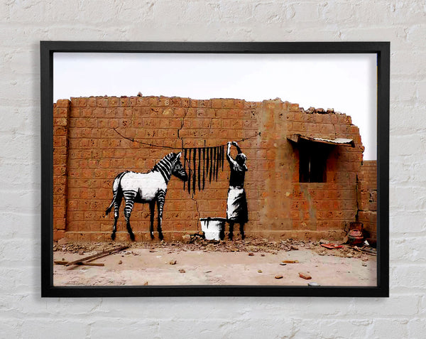 Banksy Zebra Stripes Washing Framed Print