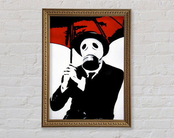 Banksy Bankers Gas Mask Close-Up Framed Print