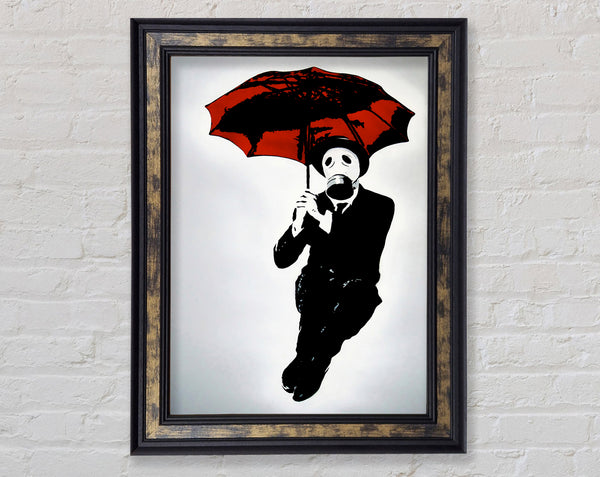 Banksy Bankers Gas Mask~~ Framed Print