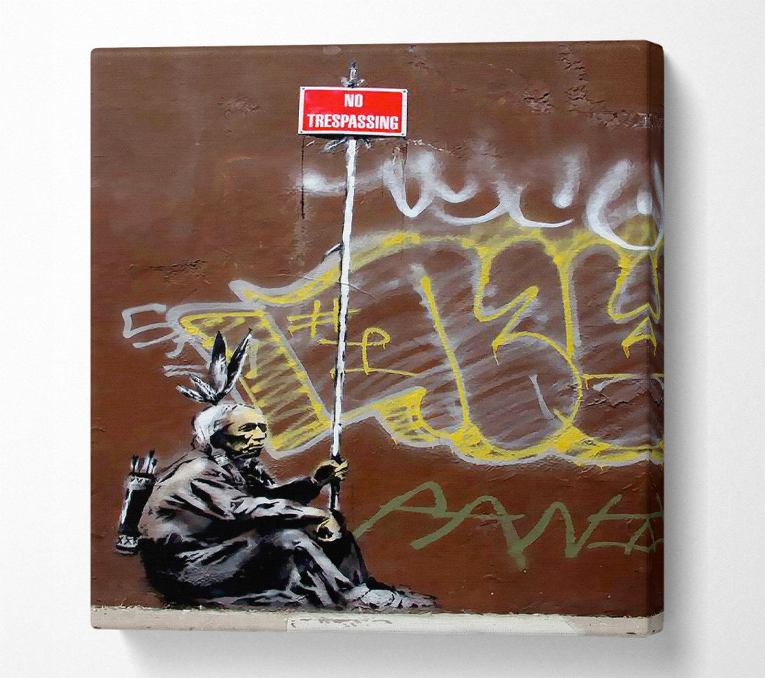  A Canvas Print of Banksy No Trespassing Indian Canvas Wall Art