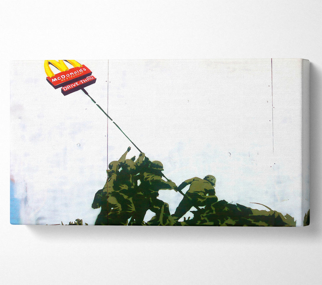  A Canvas Print of Banksy Soldier Homage To Mcdonalds Canvas Print
