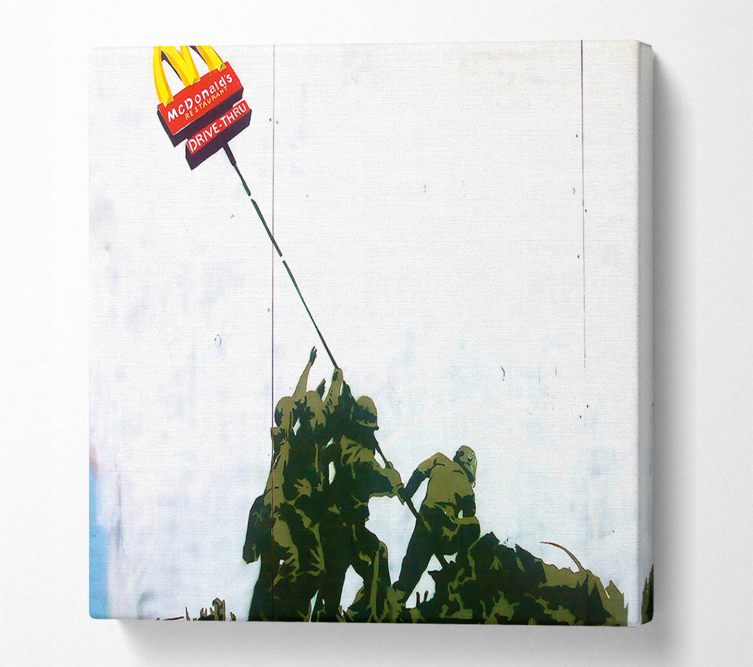  A Canvas Print of Banksy Soldier Homage To Mcdonalds Canvas Print