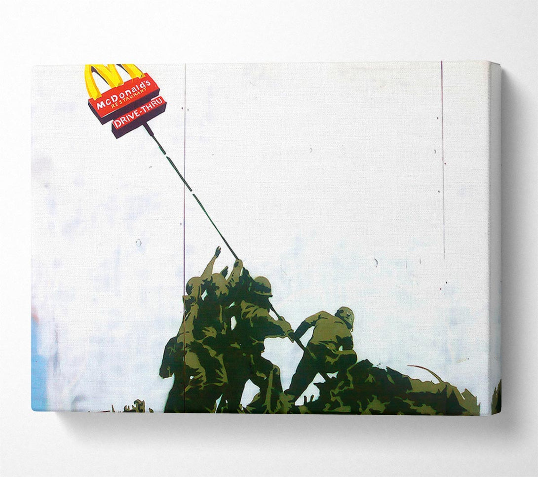  A Canvas Print of Banksy Soldier Homage To Mcdonalds Canvas Print