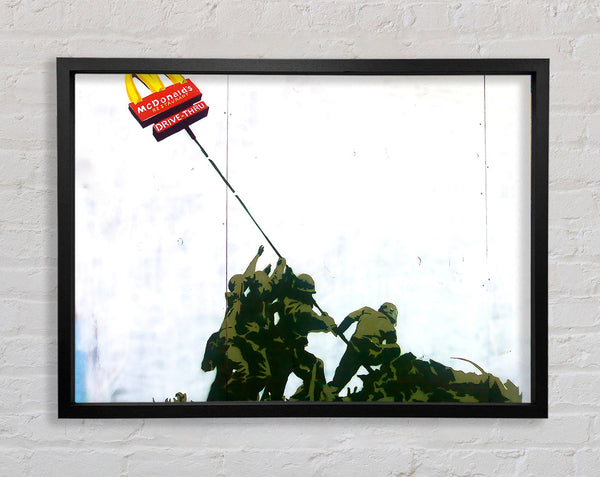 Banksy Soldier Homage To Mcdonalds Framed Print
