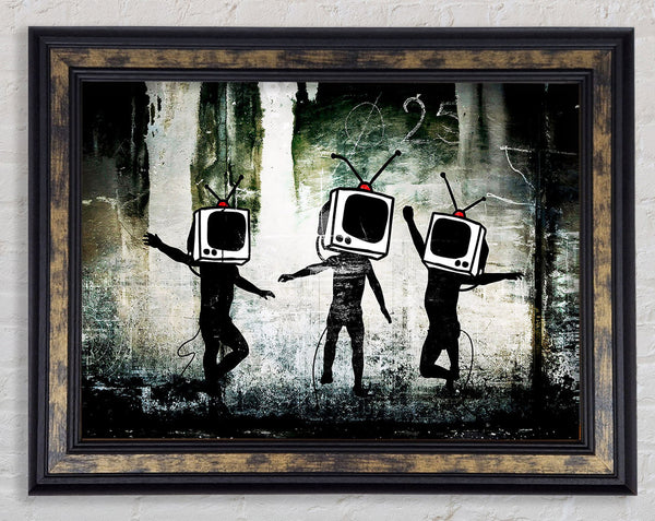 Banksy Tv Kids Framed Print
