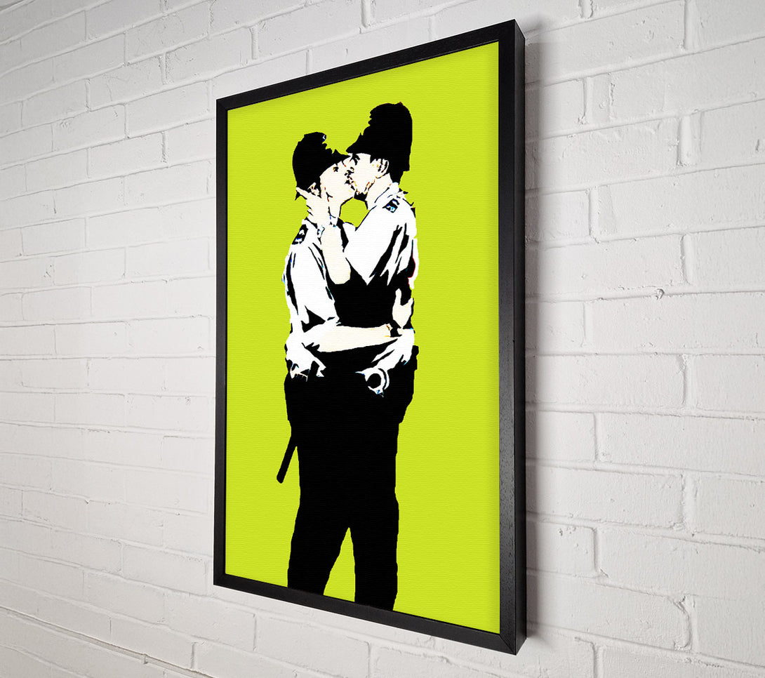  A Canvas Print of Banksy Bent Coppers Lime Canvas Wall Art
