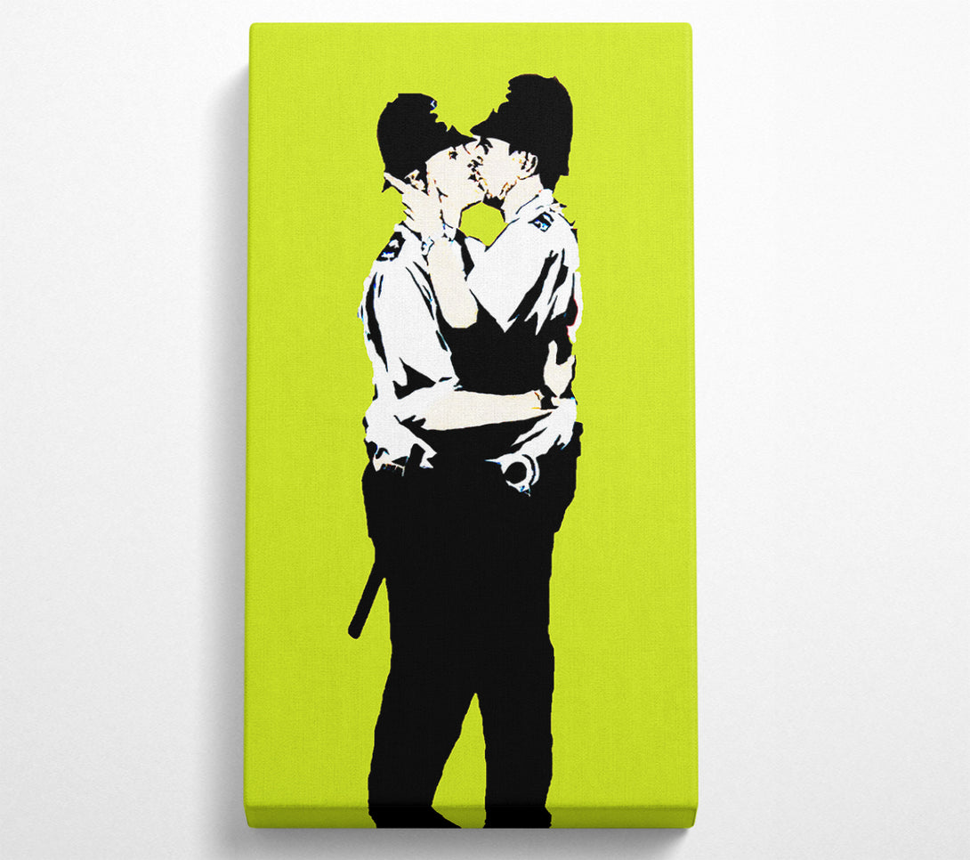 A Canvas Print of Banksy Bent Coppers Lime Canvas Wall Art