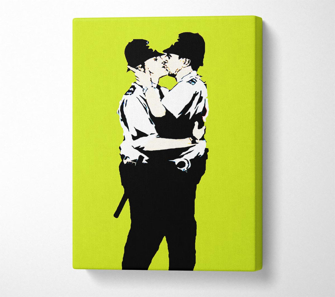  A Canvas Print of Banksy Bent Coppers Lime Canvas Wall Art