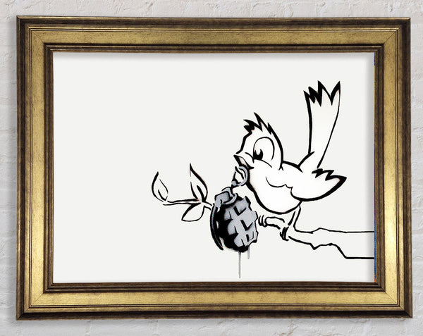 Banksy Bird Granade Framed Print