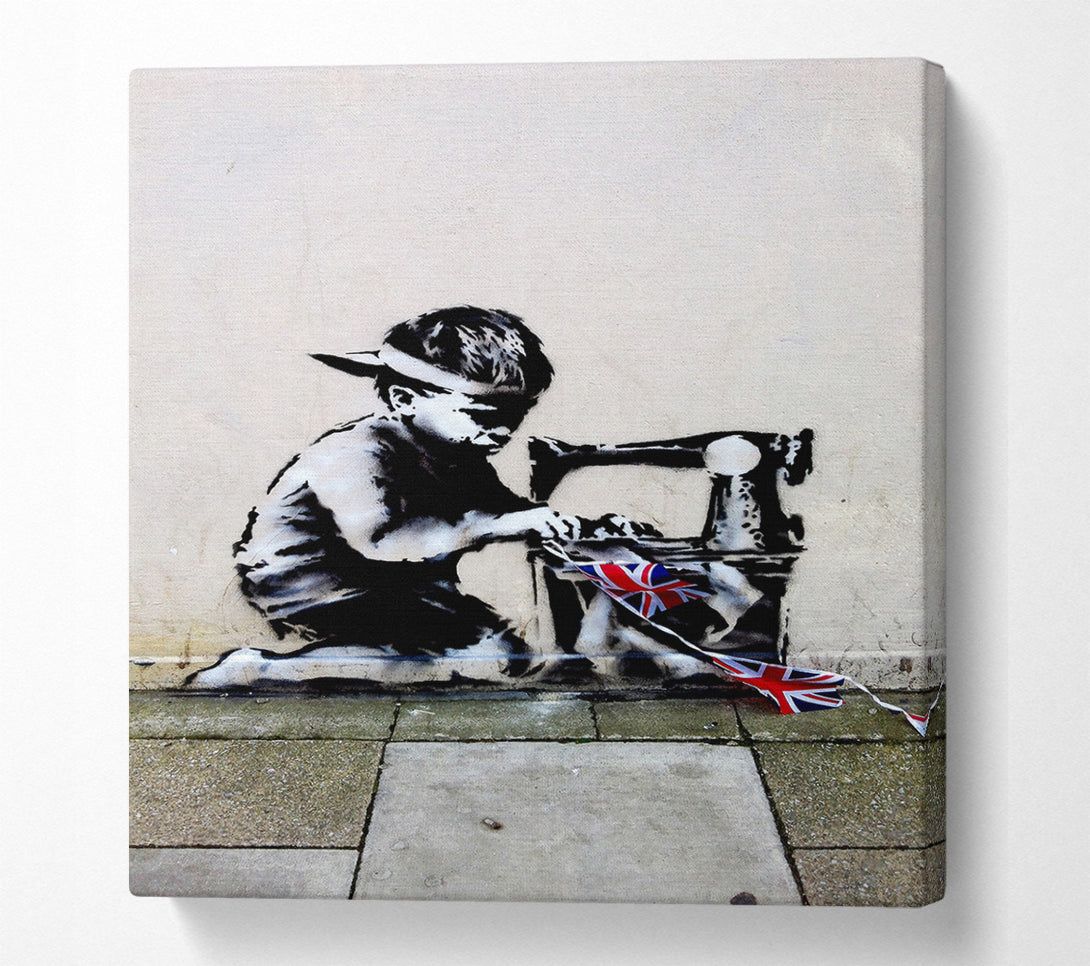  A Canvas Print of Banksy Child Bunting Canvas Art