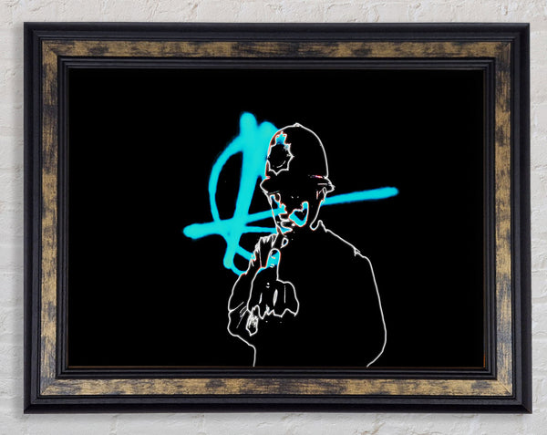 Banksy Copper Finger Black Framed Print