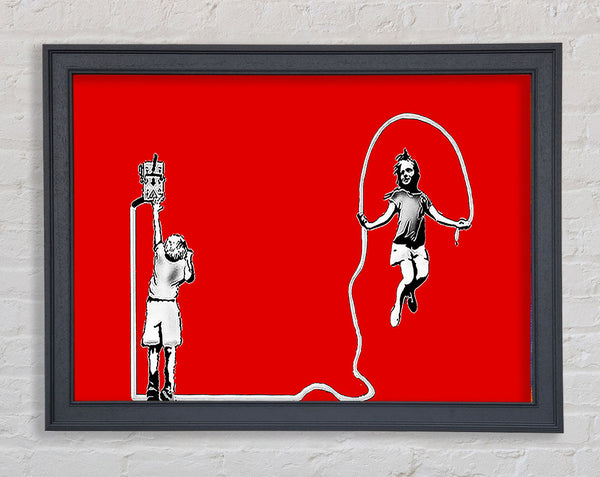 Banksy Electric Skipping Rope Red Framed Print