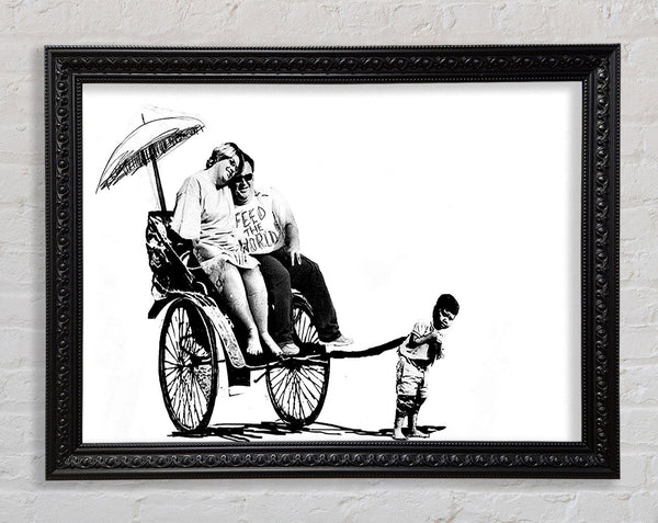Banksy Feed The World B n W Framed Print