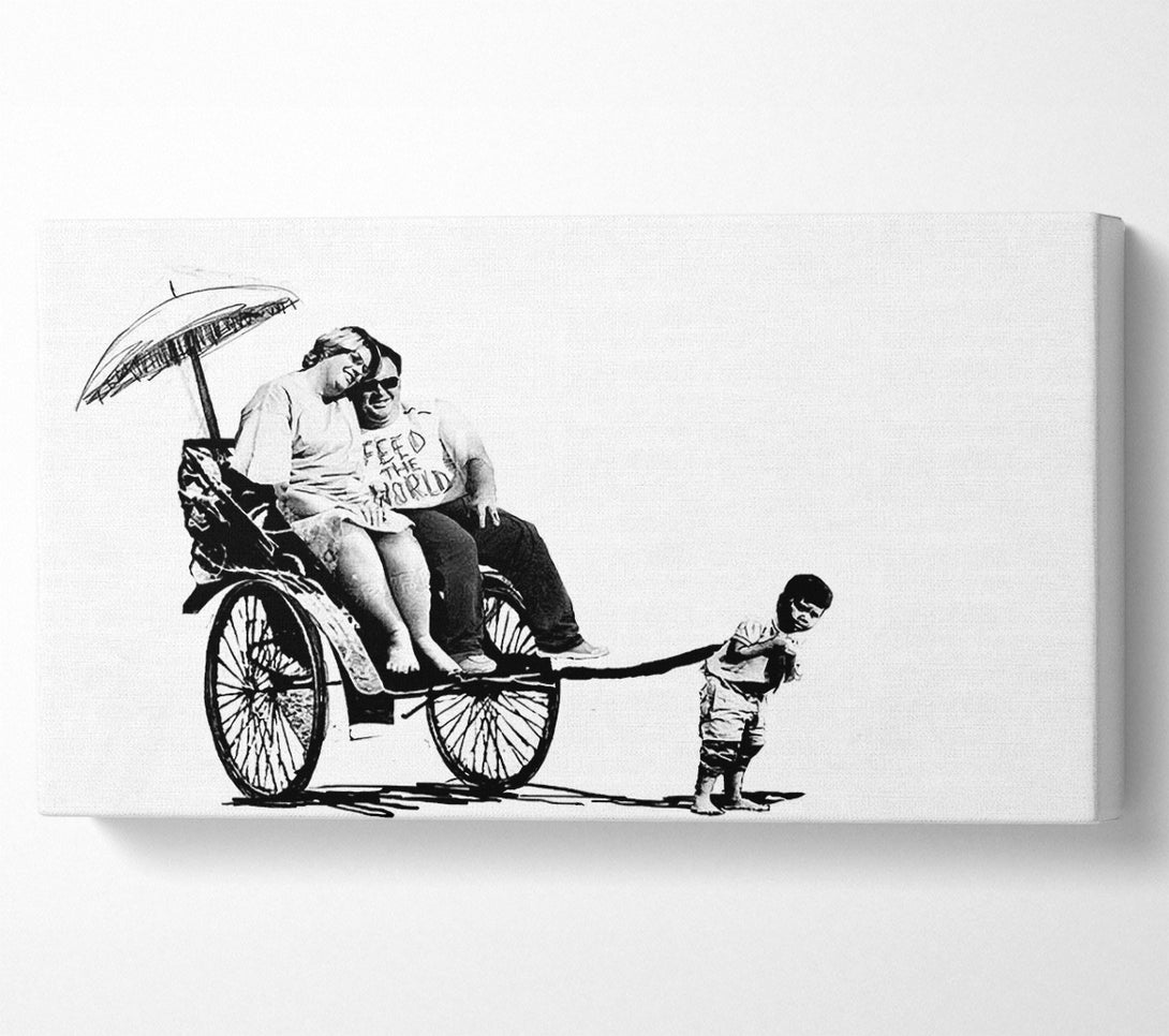  A Canvas Print of Banksy Feed The World B N W Canvas Print
