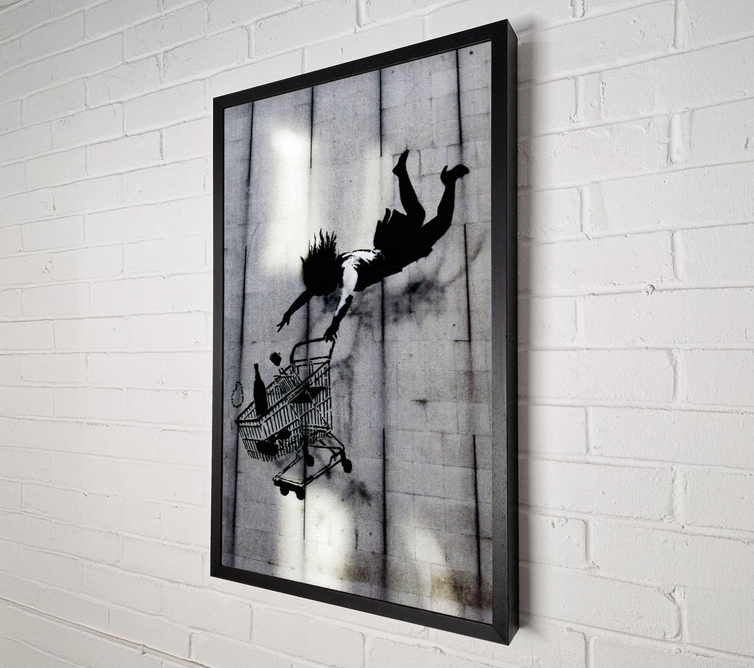  A Canvas Print of Banksy Flying Shopping Trolley Canvas Wall Art