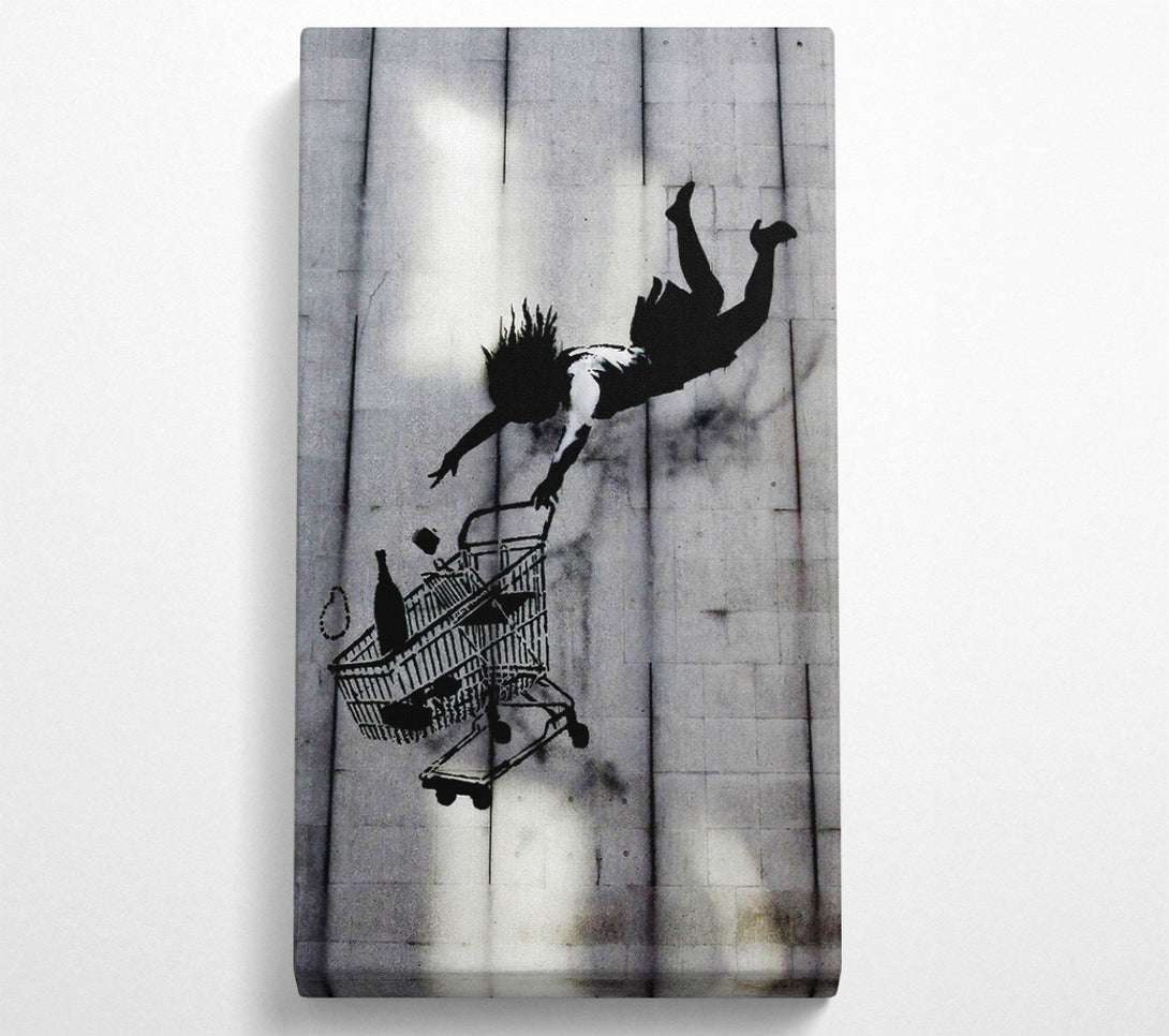  A Canvas Print of Banksy Flying Shopping Trolley Canvas Wall Art