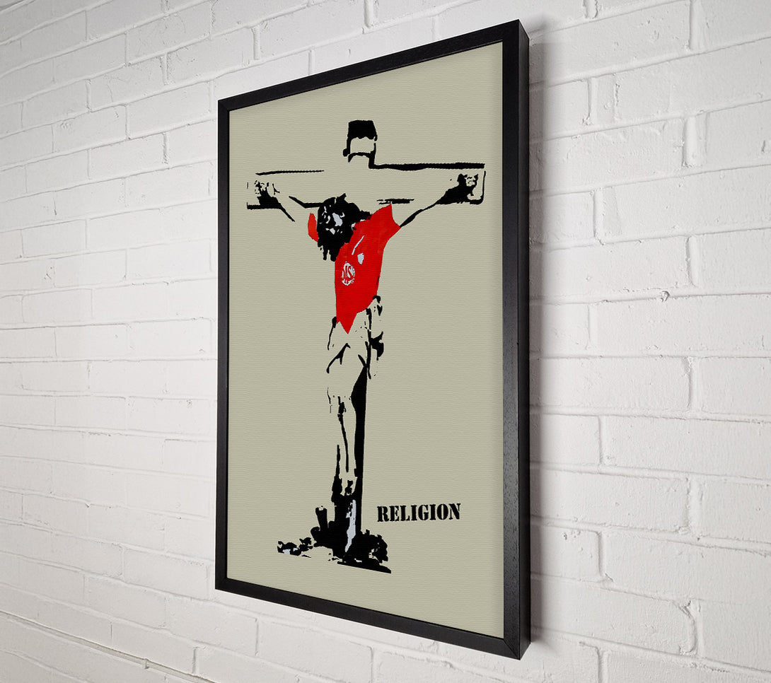  A Canvas Print of Banksy Football Religion Canvas Print