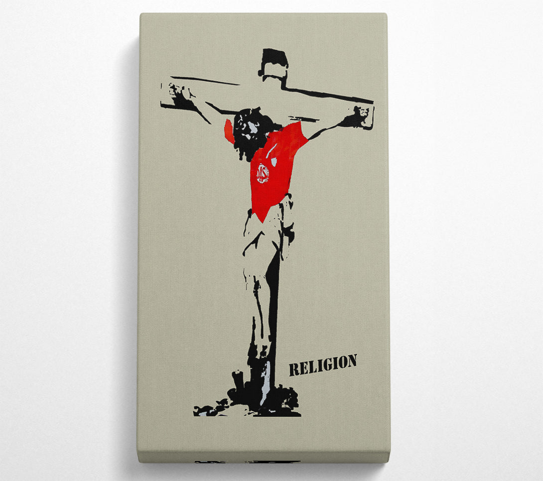  A Canvas Print of Banksy Football Religion Canvas Print