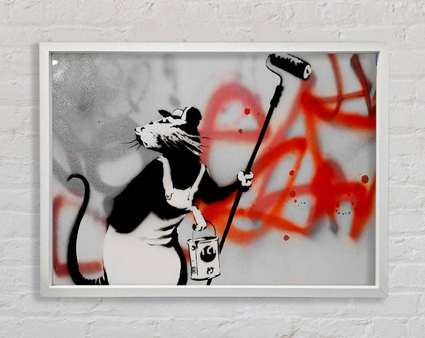 Banksy Graffiti Rat Removal Framed Print