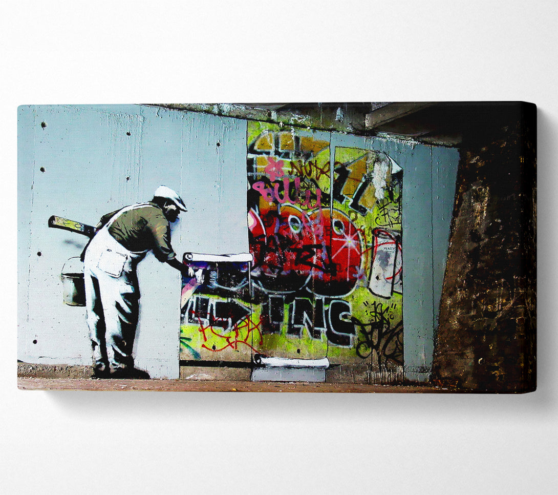  A Canvas Print of Banksy Grafitti Wallpaper Canvas Wall Art