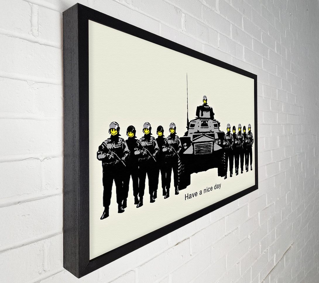  A Canvas Print of Banksy Have A Nice Day Grey Canvas Art